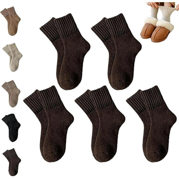 5 pairs of Jogestblish women's solid mid-calf socks, thickened winter cotton boot socks, perfect for fall and winter.