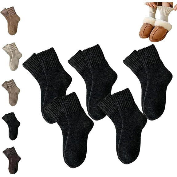 5 pairs of Jogestblish women's solid mid-calf socks, thickened winter cotton boot socks, perfect for fall and winter.