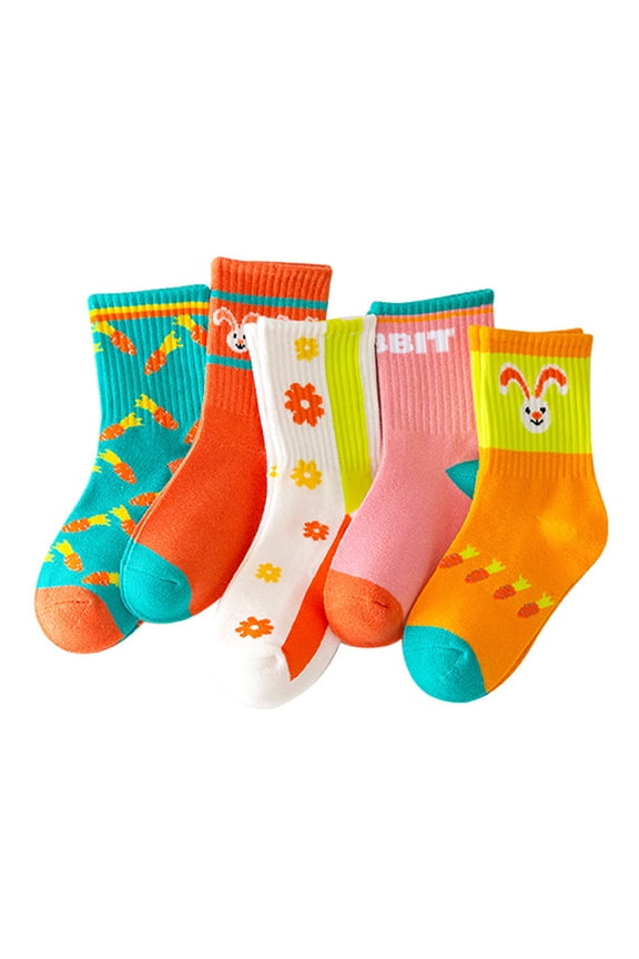 5 pairs of Princess mid-tube non-slip socks in cute style