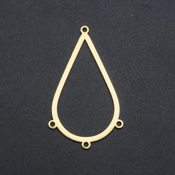 5 pc 201 Stainless Steel Chandelier Components Links 4 Loop Links Laser Cut Teardrop Golden 42x24.5x1mm Hole: 1.6mm