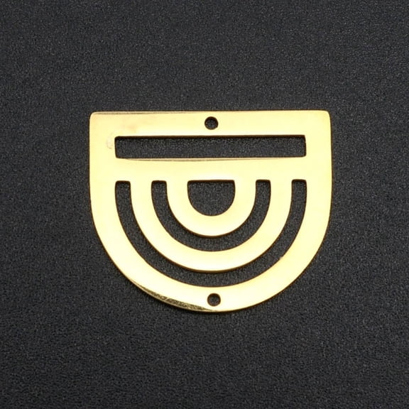 5 pc 201 Stainless Steel Chandelier Components Links Arched Shape Laser Cut Real 18K Gold Plated 20x23.5x1mm Hole: 1.4mm