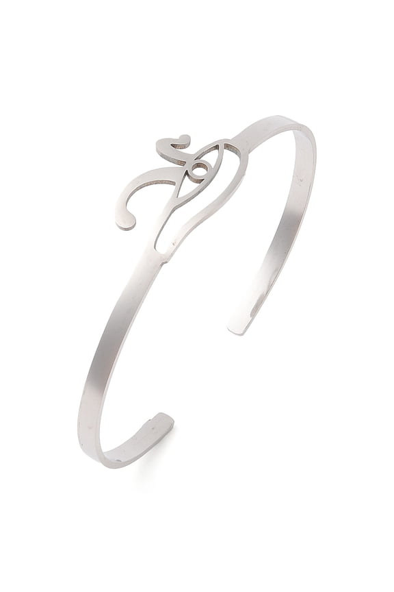 5 pc 201 Stinless Steel God Eye of Horus Cuff Bangles for Women Stainless Steel color Inner Diameter: 2-1/2 inch(6.3cm)