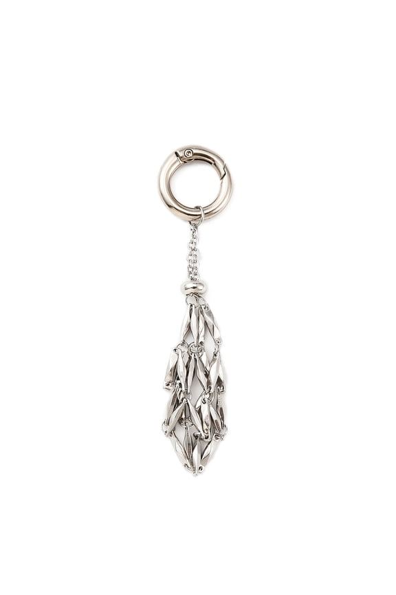 5 pc 304 Stainless Steel Macrame Pouch Empty Stone Holder Pendant Decoration with Alloy Spring Ring Clasps Stainless Steel color 90mm