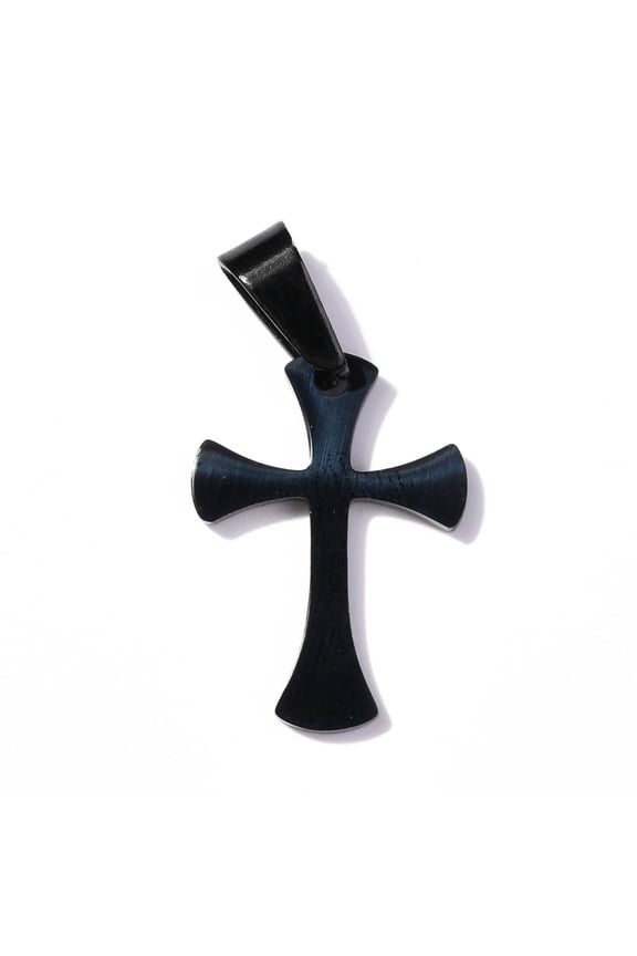 5 pc 304 Stainless Steel Pendants Cross Electrophoresis Black 20x14x1.2mm Hole: 3.5x7mm 304 Stainless Steel