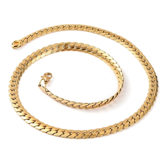 5 pc 304 Stainless Steel Twist Chain Necklaces for Women Golden 19.65~19.69 inch(49.9~50cm) 7mm wide