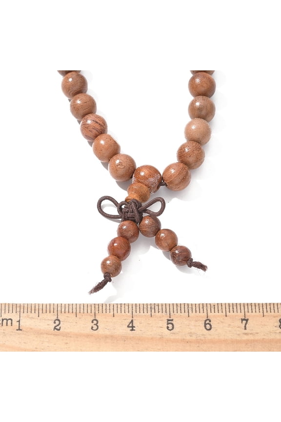 5 pc 5-Loop Wrap style Buddhist Jewelry Wood Mala Bead Bracelets/Necklaces Round Camel 34-5/8 inch(88cm)