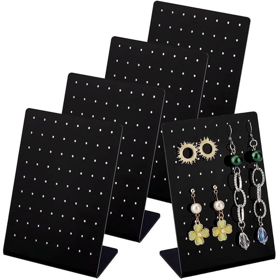 5 pc 5PCS Black Earring Holder 72 Holes Acrylic Ear Stud Earring Display Rack Organizer Stand Jewelry Storage Showcase for Retail Selaling otogray Personal 1.85x3.15x4.33inch