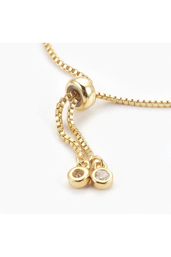 5 pc Adjustable Brass Bolo Bracelets Slider Bracelets with Opalite Link and Cubic Zirconia Oval Golden 9-3/8 inch(23.9cm) 1mm