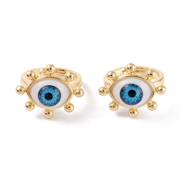 5 pc Adjustable Brass Enamel Finger Rings Cadmium Free & Lead Free Real 18K Gold Plated Dodger Blue 2mm Inner Diameter: 18mm