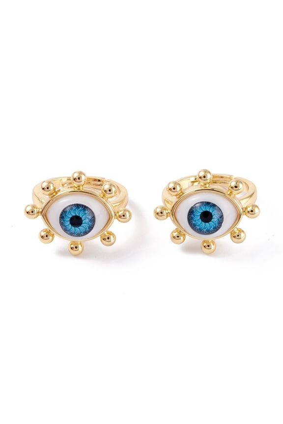 5 pc Adjustable Brass Enamel Finger Rings Cadmium Free & Lead Free Real 18K Gold Plated Dodger Blue 2mm Inner Diameter: 18mm