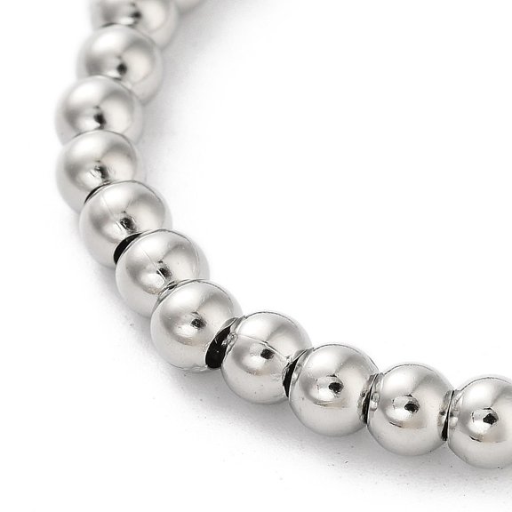 5 pc Adjustable Brass Round Beaded Slider Bracelets with box Chains Platinum Inner Diameter: 2~3-3/8 inch(5.2~8.6cm)
