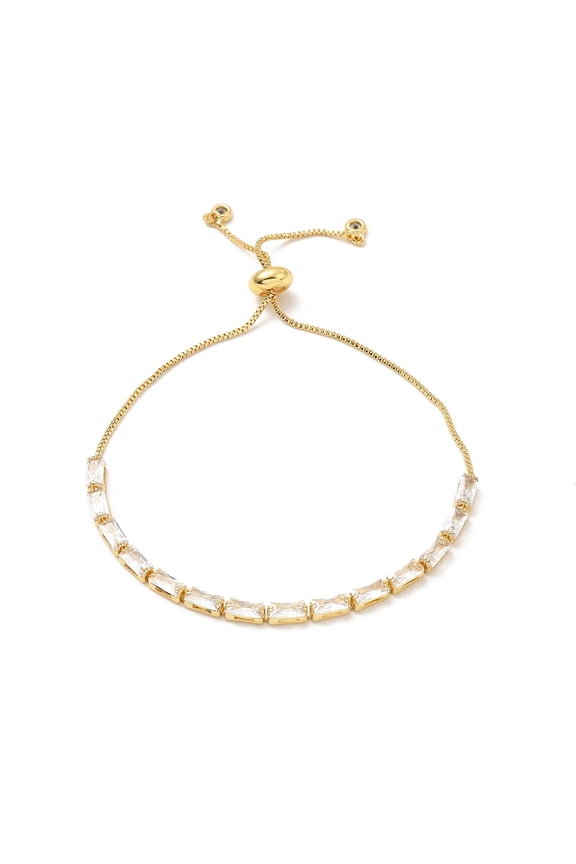 5 pc Adjustable Rack Plating Brass Cubic Zirconia Chain Bracelets Slider Bracelet for Women Lead Free Cadmium Free Long-Lasting Plated Real 18K golden Plated 11 inch(28cm)