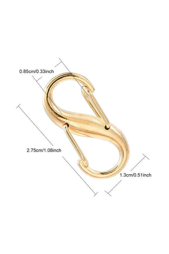 5 pc Alloy Double S Snap Hook Spring Keychain Clasps Quick Links Rock Climbing Carabiners for Women Men Camping Fishing Golden 27.5x14mm