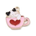 thumbnail image 1 of 5 pc Alloy Enamel Pendants Golden Cup Cat with Heart Charm FireBrick 20x20x1mm Hole: 1.6mm, 1 of 3