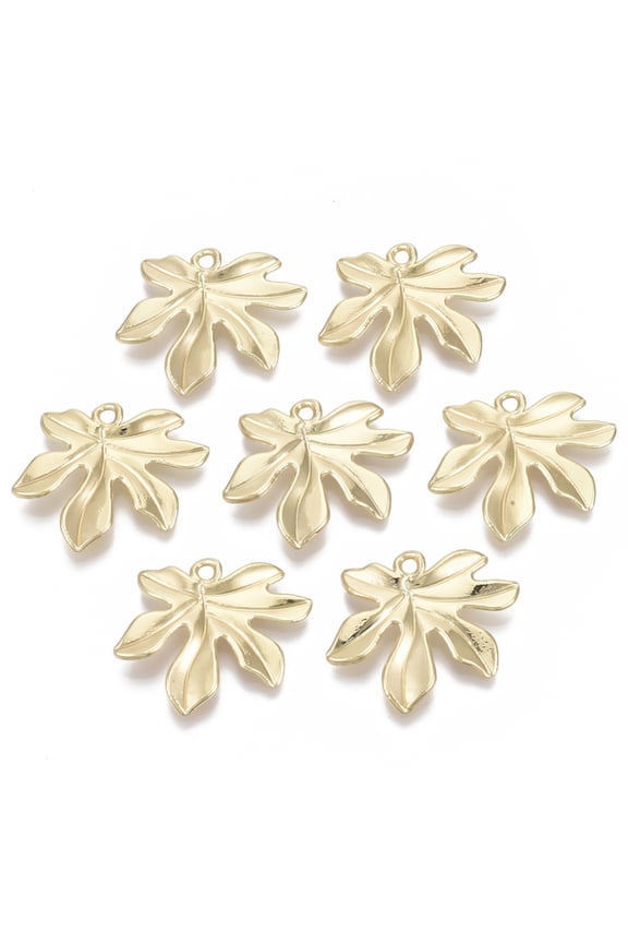 5 pc Alloy Pendants Leaf Light golden 21x25x1.5mm Hole: 1.6mm