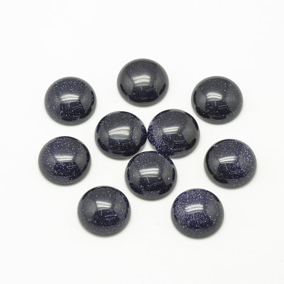 5 pc Blue Goldstone Cabochons Dyed Half Round/Dome 12x5mm