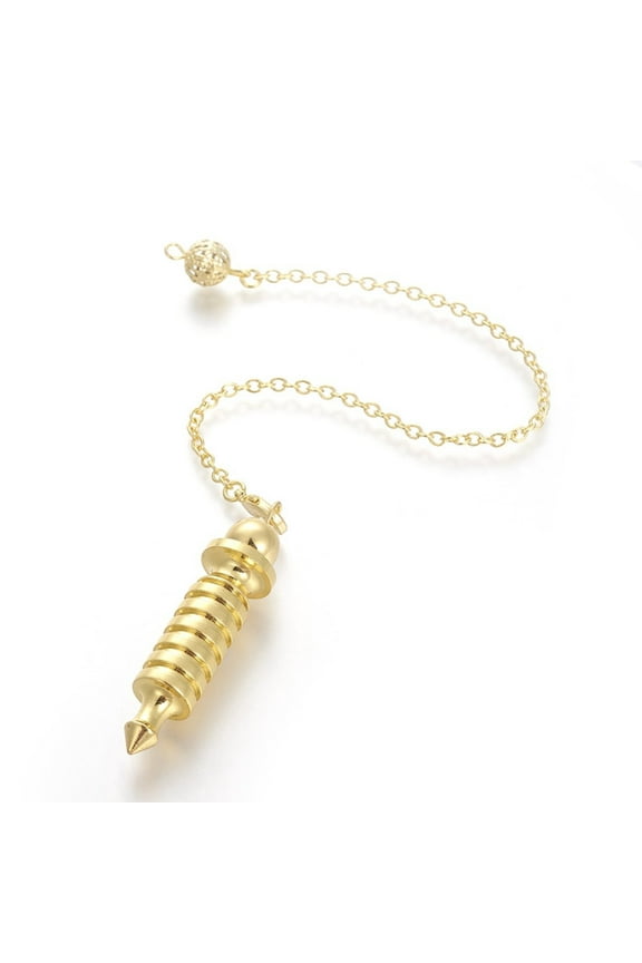 5 pc Brass Coil Dowsing Pendulums Spiral Pendulum with Lobster Claw Clasps Bullet Golden 230x2.5x8mm