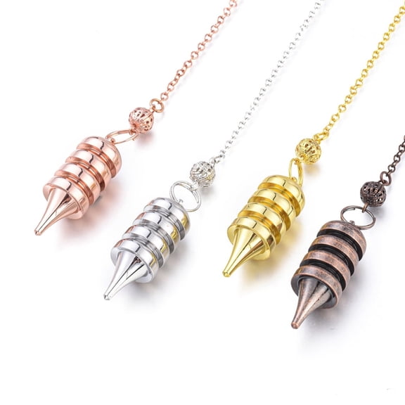 5 pc Brass Coil Dowsing Pendulums Spiral Pendulum with Lobster Claw Clasps Bullet Mixed color 235x2.5mm