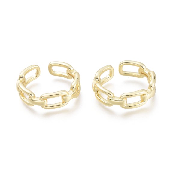 5 pc Brass Cuff Rings Open Rings Cable Chain Shape Real 18K Gold Plated Size 7 Inner Diameter: 17mm