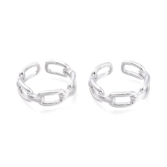 5 pc Brass Cuff Rings Open Rings Cable Chain Shape Real Platinum Plated Size 7 Inner Diameter: 17mm