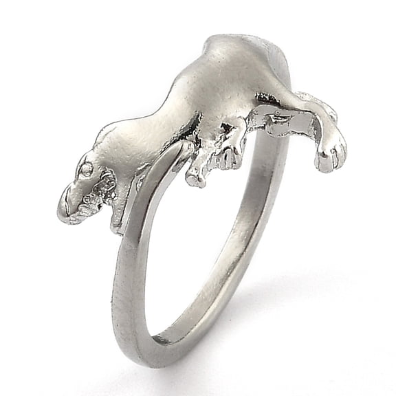 5 pc Brass Cuff Rings Open Rings Dinosaur Platinum US Size 5 1/2(16.1mm)
