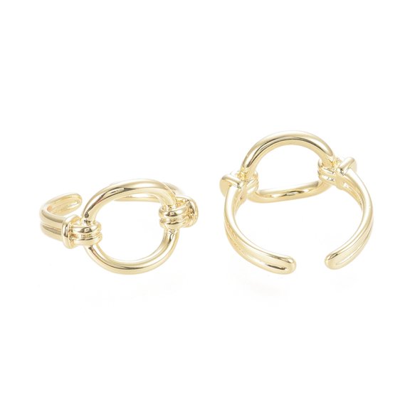 5 pc Brass Cuff Rings Open Rings Ring Shape Real 18K golden Plated Size 7 Inner Diameter: 17mm
