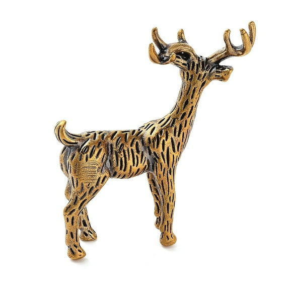 5 pc Brass Deer Figurines for Home Office Desktop Decoration Antique Bronze 52x24x63mm
