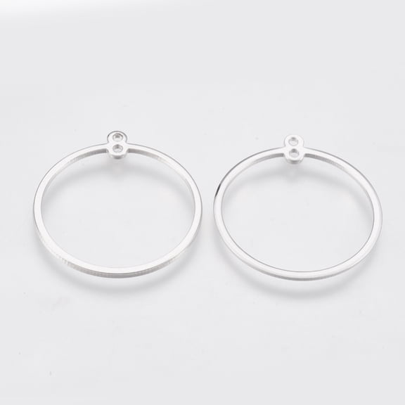 5 pc Brass Links connectors Ring Nickel Free Real Platinum Plated 28x25x1mm Hole: 1mm