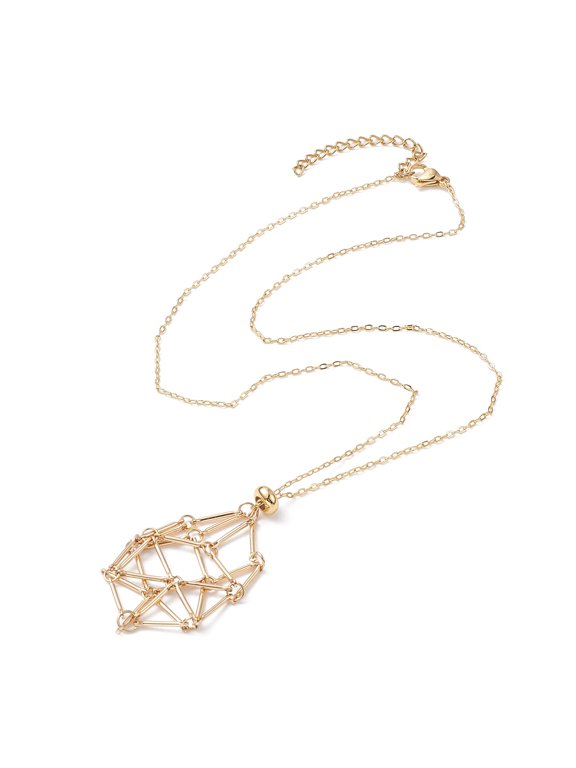5 pc Brass Macrame Pouch Empty Stone Holder for Pendant Necklace Making Nets Necklace Making Golden 17.72 inch(45cm)