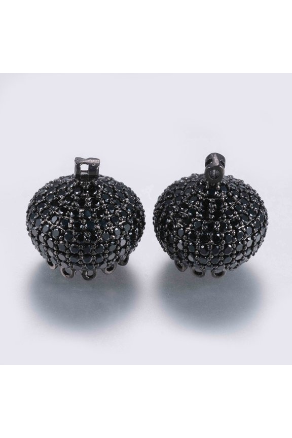 5 pc Brass Micro Pave Cubic Zirconia Pendants Tassel Cap Bail Cap Black Gunmetal 15.5x15mm Hole: 1mmDIY