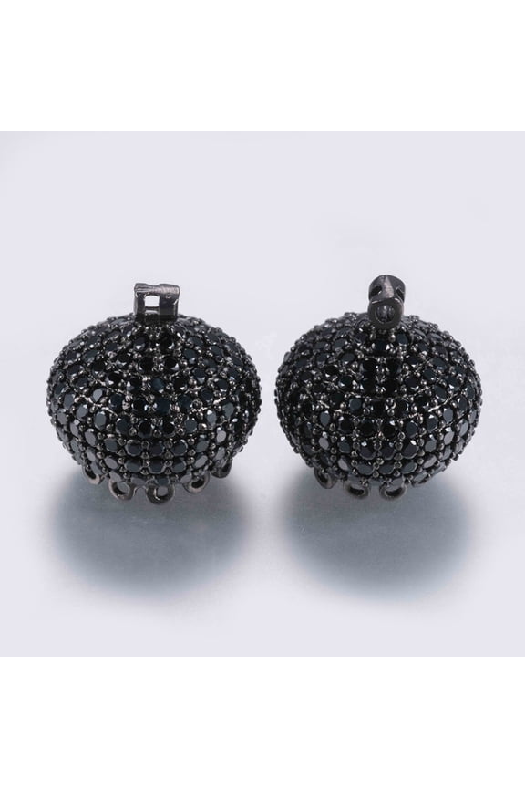 5 pc Brass Micro Pave Cubic Zirconia Pendants Tassel Cap Bail Cap Black Gunmetal 15.5x15mm Hole: 1mm