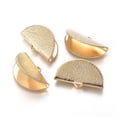 thumbnail image 1 of 5 pc Brass Ribbon Crimp Ends Textured Half Round Golden 25x14x8-9mm Hole: 3x1.5mm for DIY, 1 of 4