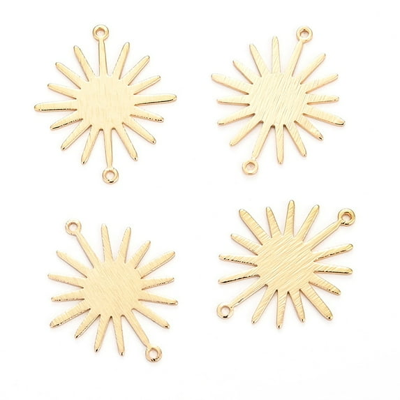 5 pc Brass Solar Eclipse Links Connectors Long-Lasting Plated Sun Real 14K Gold Plated 26.5x22.5x0.8mm Hole: 1.2mm