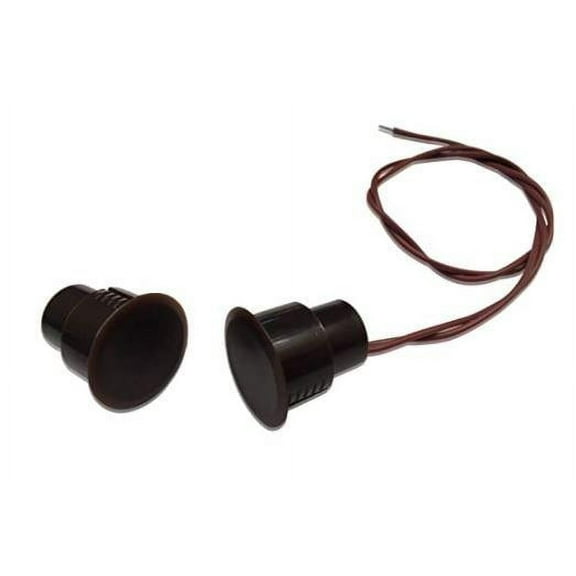 5 pc Brown N.C. Recessed Door Contacts (NORMALLY CLOSED) Alarm Door Window Sensors With Magnetic Reed Switch.