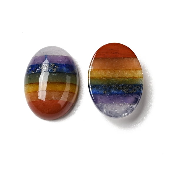 5 pc Chakra Natural Mixed Gemstone Cabochons Flat Back Oval 18.5x13.5x5.5mm