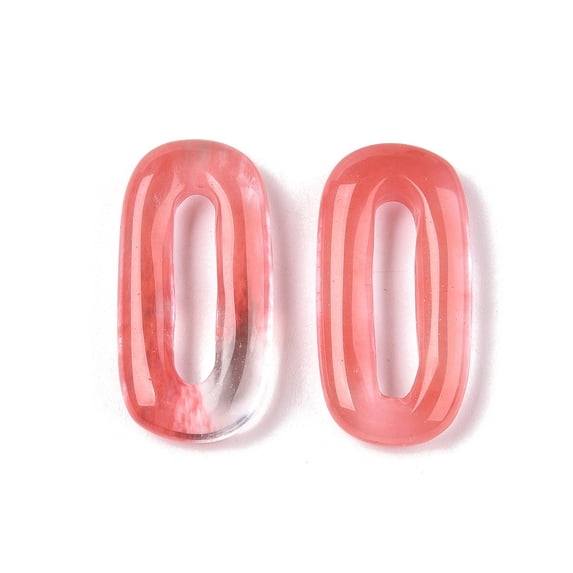 5 pc Cherry Quartz Glass Oval Pendants Oval Ring Charms 30x15~16x5~6mm Hole: 17.5~19.5x3.5~4.5mm