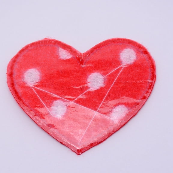5 pc Computerized Embroidery Cloth Iron on/Sew on Patches Costume Accessories Appliques Heart with Dot Pattern Red 45x54x1mm