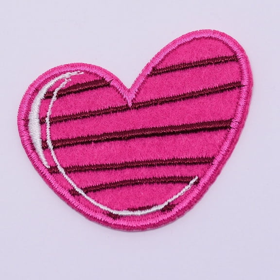 5 pc Computerized Embroidery Cloth Iron on/Sew on Patches Costume Accessories Appliques Heart with Stripe Pattern Camellia 42x53x1.5mm