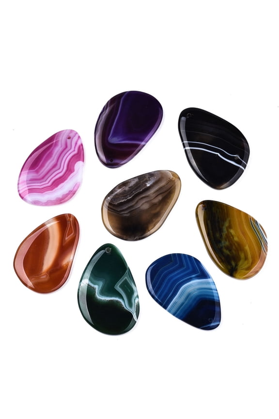 5 pc Dyed Natural Brazilian Agate Big Pendants Oval Mixed color 58~60x38~40x5~7mm Hole: 2mm