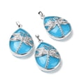 thumbnail image 1 of 5 pc Dyed Natural White Jade Pendants with Platinum Tone Brass Findings Lead Free & Cadmium Free Teardrop with Dragonfly Charms 40~40.5x26~26.5x9~9.5mm Hole: 5x7mm, 1 of 3