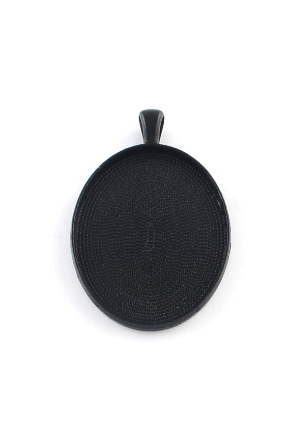 5 pc Electrophoresis Alloy Oval Big Pendant Cabochon Settings Cadmium Free & Nickel Free & Lead Free Black Tray: 40x30mm 50x32x3mm Hole: 6x4mm