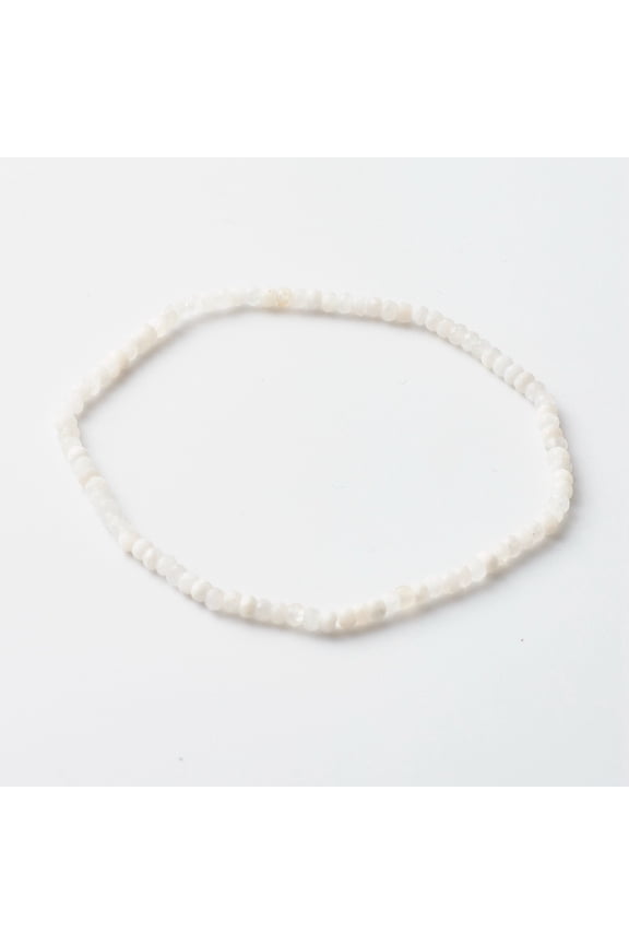 5 pc Faceted Rondelle Natural Rainbow Moonstone Beads Stretch Bracelets Reiki June Birthstone Jewelry for Her Inner Diameter: 2-3/8 inch(6.1cm)
