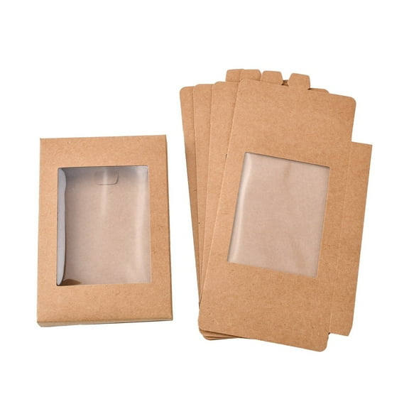 5 pc Foldable Creative Kraft Paper Box Wedding Favor Boxes Favour Box Paper Gift Box with Clear Window Rectangle Camel Box: 12.5x8.5x1.5cm