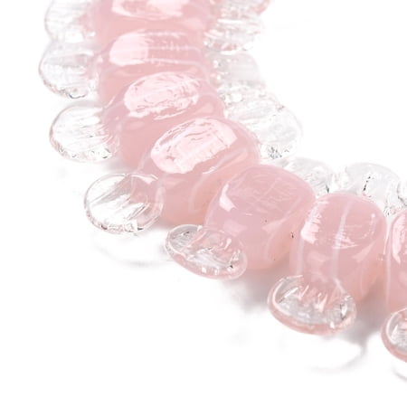 5 pc Handmade Lampwork Beads Candy with Stripe Pattern Pink 26~29x9x7.5~8mm Hole: 1mm