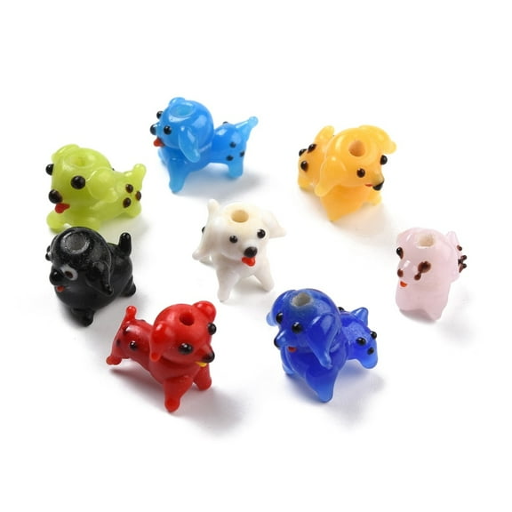 5 pc Handmade Lampwork Beads Cartoon style Dog Mixed color 16~19x12~14x13~15mm Hole: 2.5~2.7mm