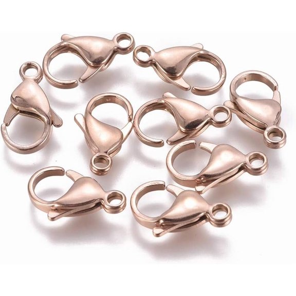 5 pc Ion Plating(IP) 304 Stainless Steel Lobster Claw Clasps Parrot Trigger Clasps Rose Gold 19~19.5x11.5x5mm Hole: 2.5mm for Handmade