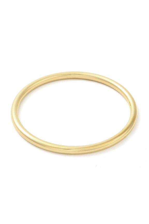 5 pc Ion Plating(IP) 304 Stainless Steel Simple Roung Ring Bangles for Women Real 18K golden Plated Inner Diameter: 2-3/8 inch(6cm) 4mm