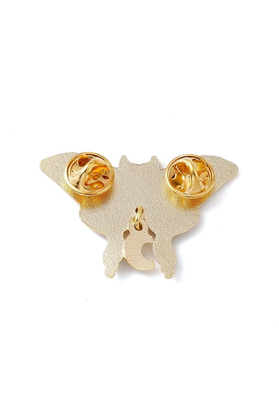 5 pc Moth With Moon Phase Enamel Pin Golden Brass Brooch for Backpack Clothes Teal 31x46x2mm Pin: 1.2mm.