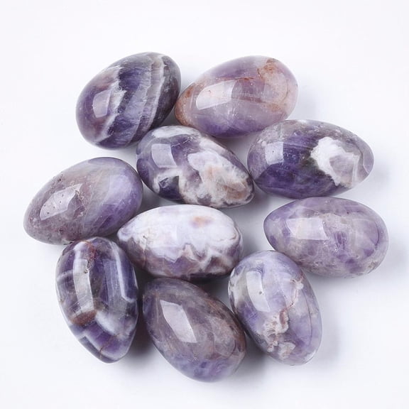 5 pc Natural Amethyst Gemstone Egg Stone Pocket Palm Stone for Anxiety Relief Meditation Easter Decor 30x19~22mm Amethyst