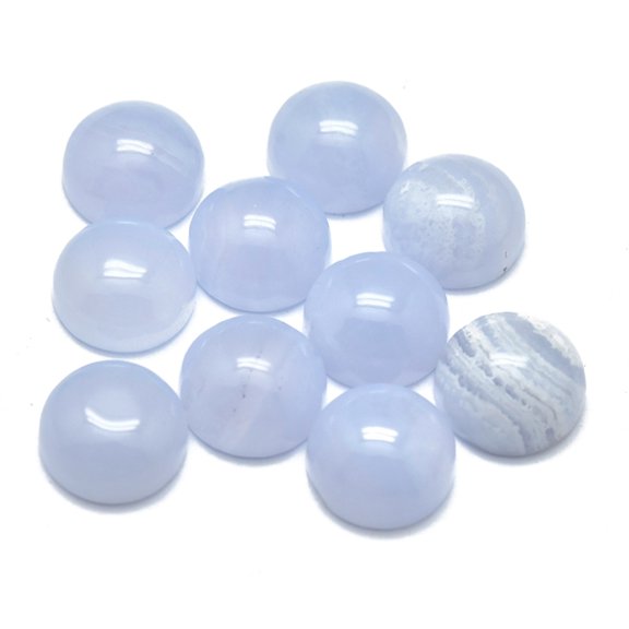 5 pc Natural Blue Lace Agate Cabochons Half Round/Dome 8x4mm